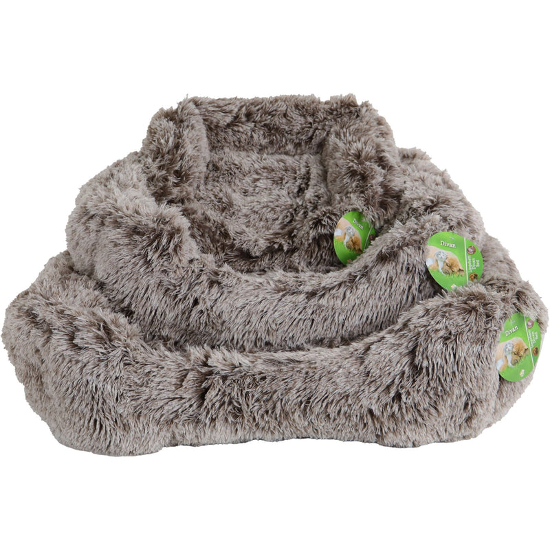 Honden/katten manden Boon Divan Fluffy 50x40cm antraciet bruin super zacht