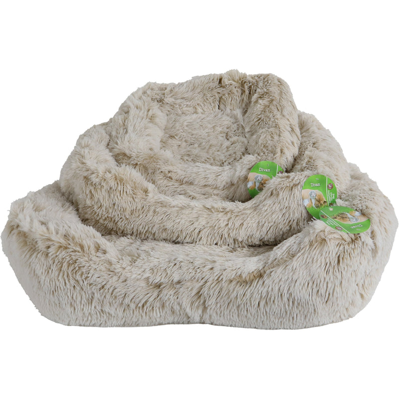 Honden/katten manden Boon Divan Fluffy 50x40cm antraciet ivoor super zacht