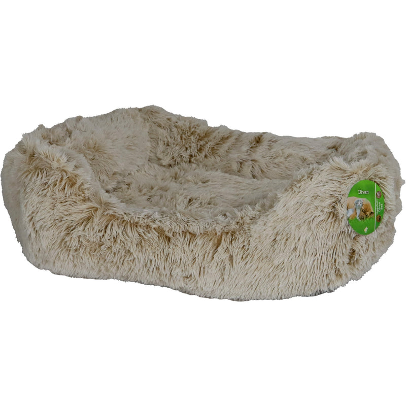 Honden/katten manden Boon Divan Fluffy 50x40cm antraciet ivoor super zacht