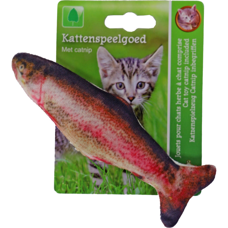 Kattenspeelgoed Boon kattenspeelgoed regenboogforel+catnip+bel rood/brun 15 cm