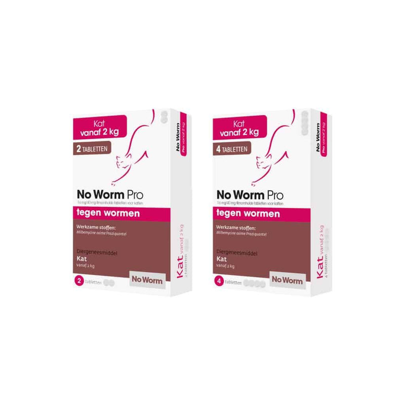 Ontworming Wormmiddelen No Worm Pro Kat vanaf 2kg  2 / 4 Tabletten