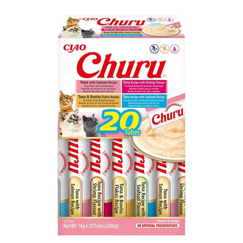 Katten snoepjes INABA Churu kat Multipack Vis en Schaaldieren - 20 stuks