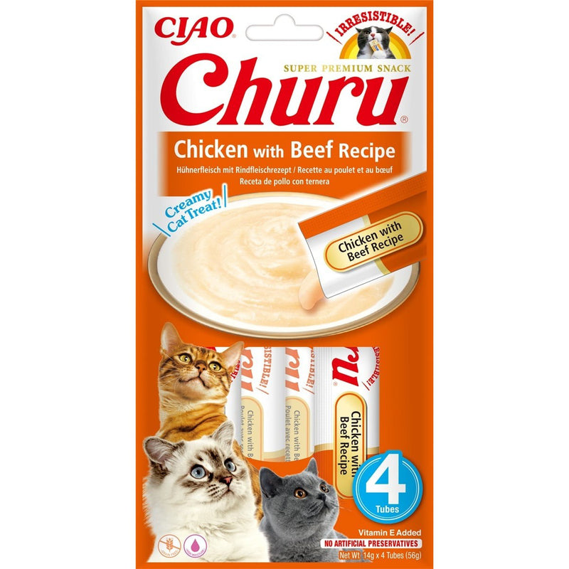 Katten snoepjes Churu Puree Kip met Rund