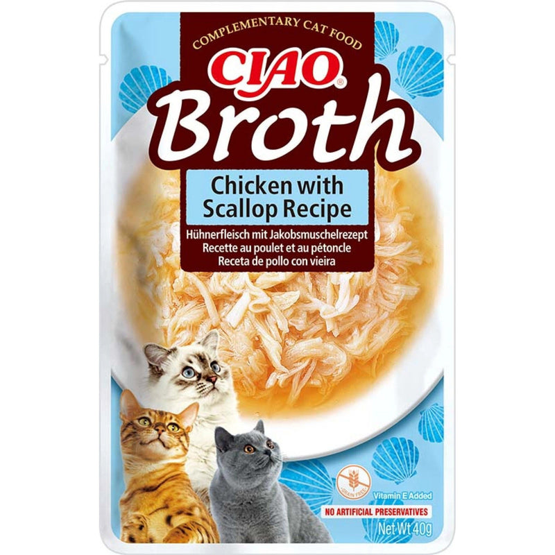 Katten snoepjes soepjes CIAO broth Kip & Sint Jacobsschelp