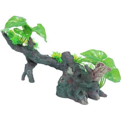 Aquarium decoratie Boon aqua deco ornament polyresin boomstronk met planten, 42 cm.